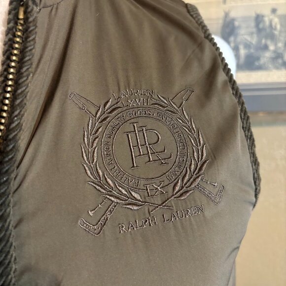 Ralph Lauren Olive Green Brown Vest Size Petite Medium - Picture 5 of 8